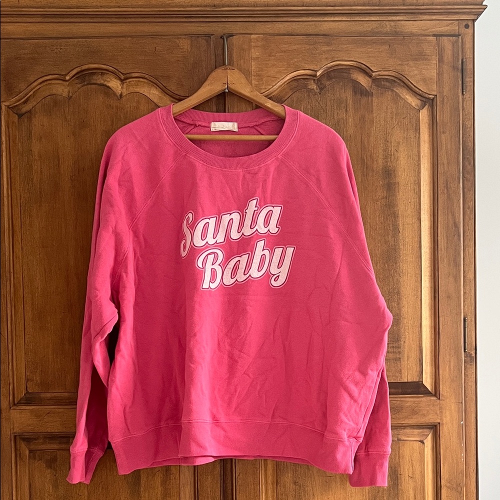 Women’s Altar’d State Pink Santa Baby Sweatshirt Crewneck Size Large